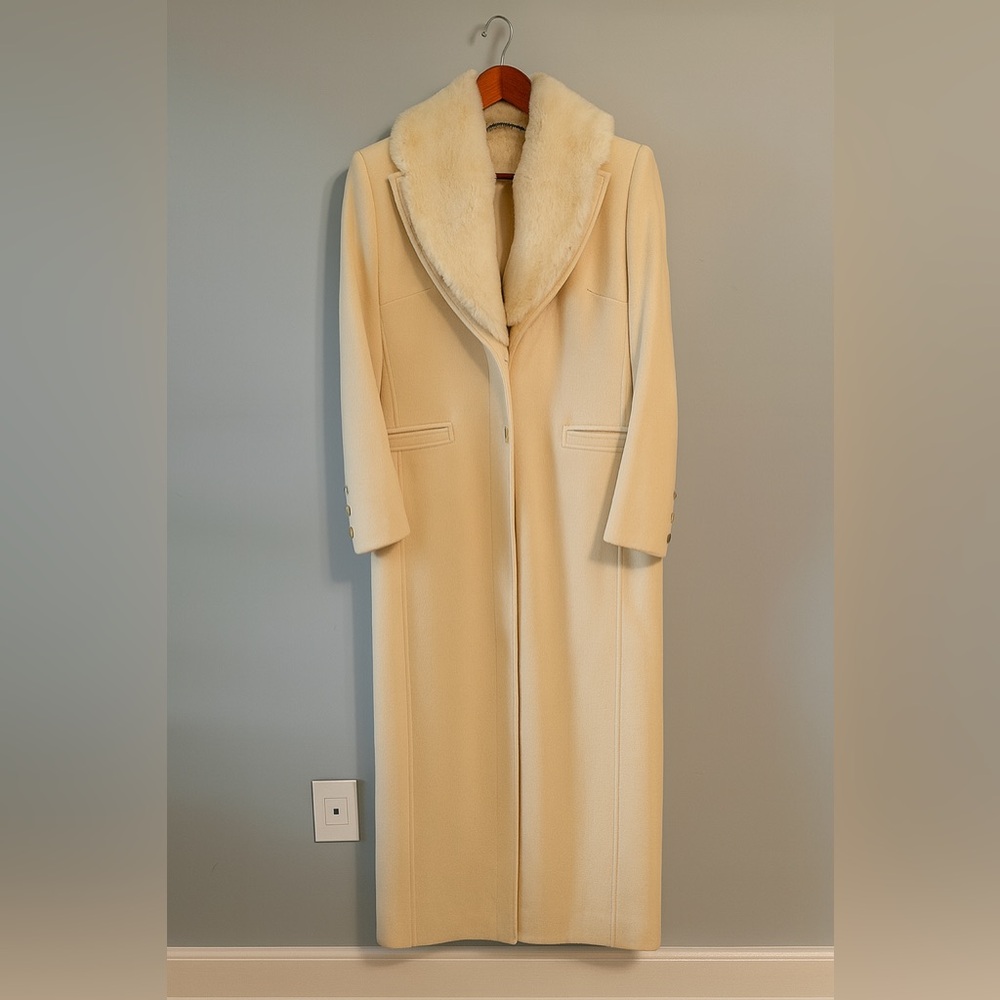 Vintage Long  Style Winter Coat Cream Size 48 (Fits M/L) Anastasio - Picture 3 of 16